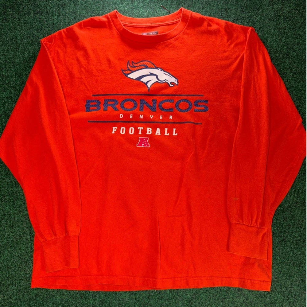 NFL Team Apparel Denver Broncos Orange Long Sleeve T-Shirt Mens XL Football